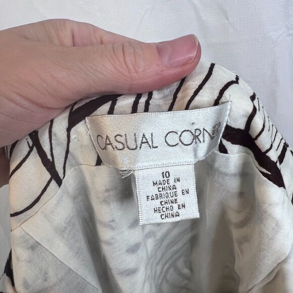 Casual Corner Aline Pleated Skirt 100% Cotton Lined Abstract Boho Size 10 Soft - Picture 7 of 10